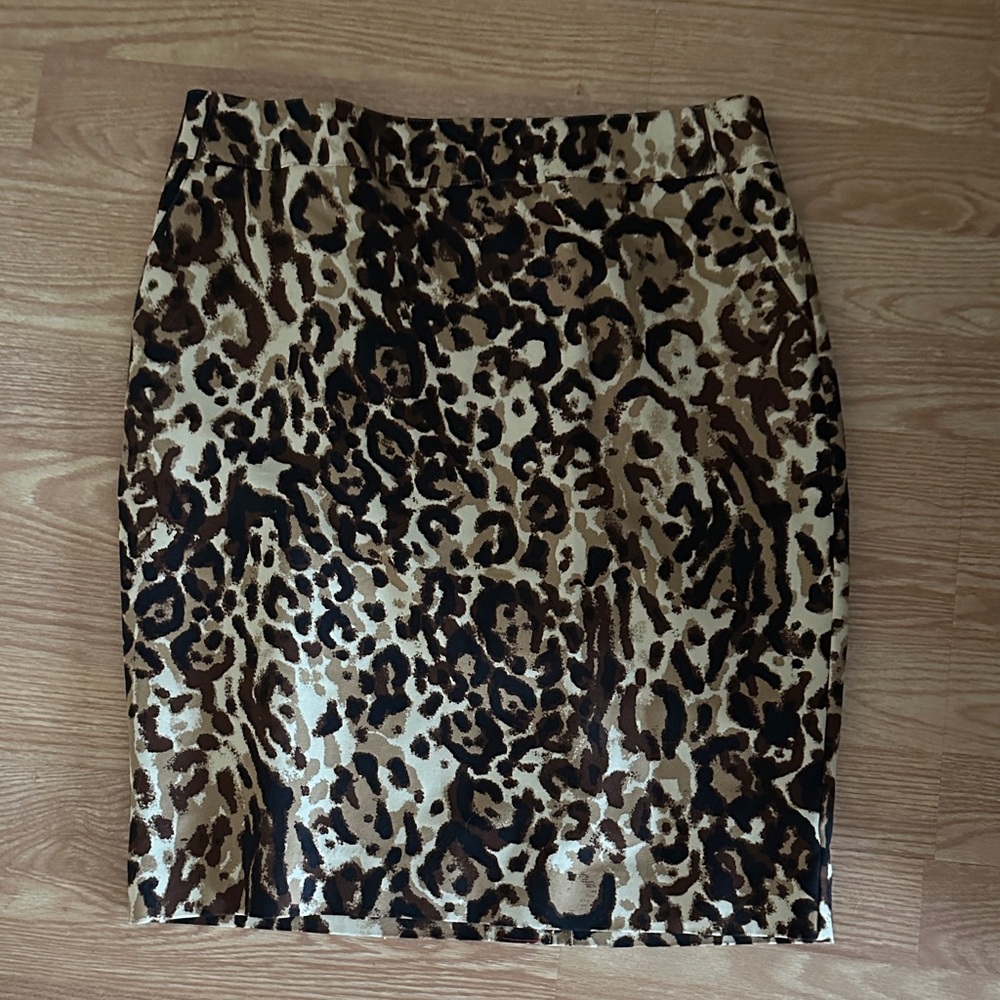 Merona Brown and Tan Leopard Print Pencil Skirt